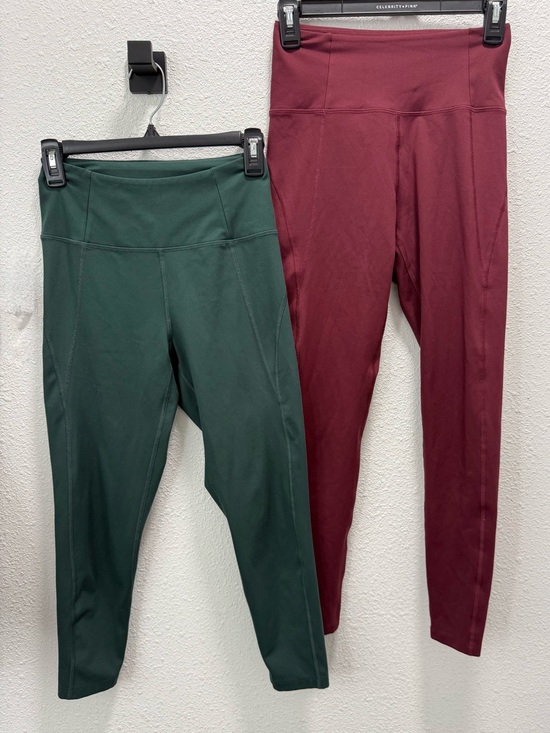 girlfriend collective Pants - Girlfriend Collective Green And A Burgundy  Pair High Rise Cropped Capri Sz(S)